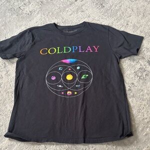 Coldplay Black Short Sleeve Graphic Tee - Rainbow Logo